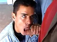 Twinks sucking in desolate building